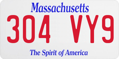 MA license plate 304VY9