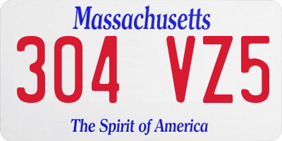 MA license plate 304VZ5