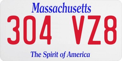 MA license plate 304VZ8