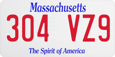 MA license plate 304VZ9
