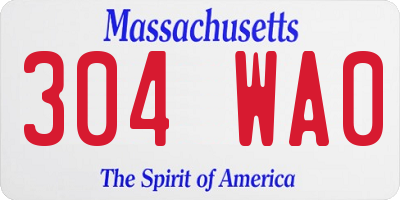 MA license plate 304WA0
