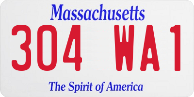 MA license plate 304WA1