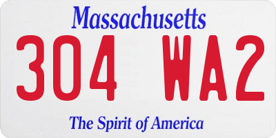 MA license plate 304WA2