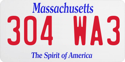 MA license plate 304WA3