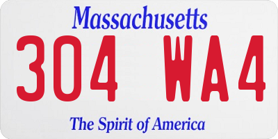 MA license plate 304WA4