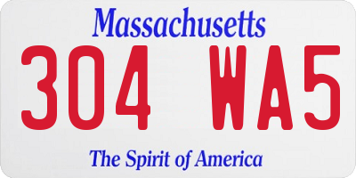 MA license plate 304WA5