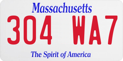 MA license plate 304WA7