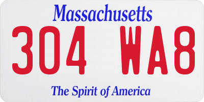 MA license plate 304WA8