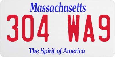 MA license plate 304WA9