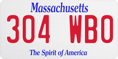 MA license plate 304WB0