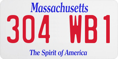 MA license plate 304WB1