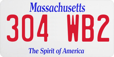 MA license plate 304WB2