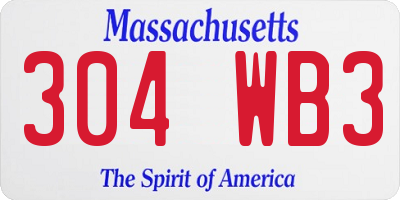 MA license plate 304WB3