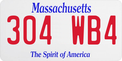 MA license plate 304WB4