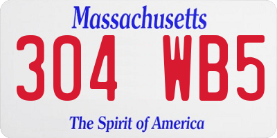 MA license plate 304WB5