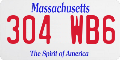 MA license plate 304WB6