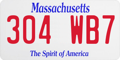 MA license plate 304WB7