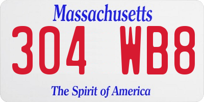 MA license plate 304WB8