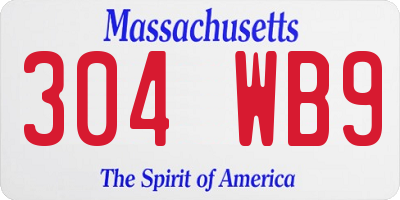 MA license plate 304WB9
