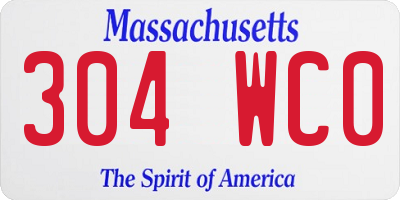 MA license plate 304WC0