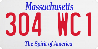 MA license plate 304WC1