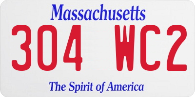 MA license plate 304WC2