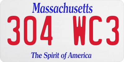 MA license plate 304WC3