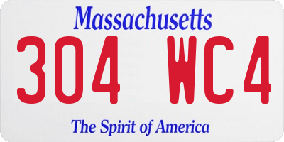 MA license plate 304WC4