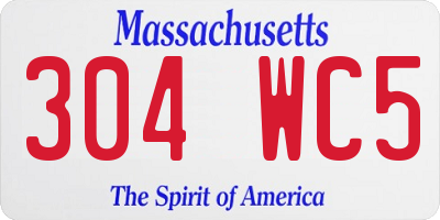 MA license plate 304WC5