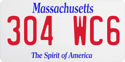 MA license plate 304WC6