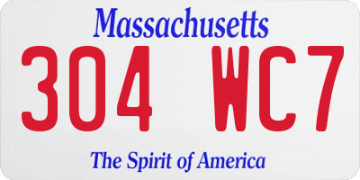 MA license plate 304WC7