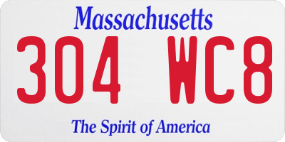 MA license plate 304WC8