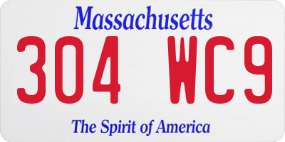 MA license plate 304WC9