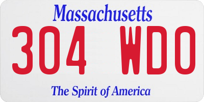 MA license plate 304WD0