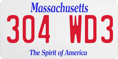 MA license plate 304WD3