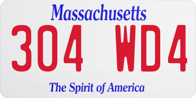 MA license plate 304WD4