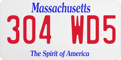MA license plate 304WD5