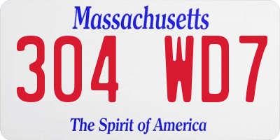 MA license plate 304WD7