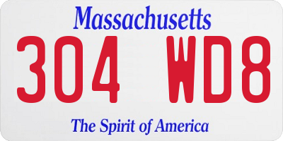 MA license plate 304WD8