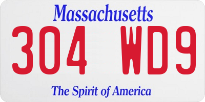 MA license plate 304WD9