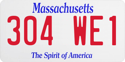 MA license plate 304WE1
