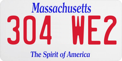 MA license plate 304WE2