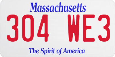 MA license plate 304WE3