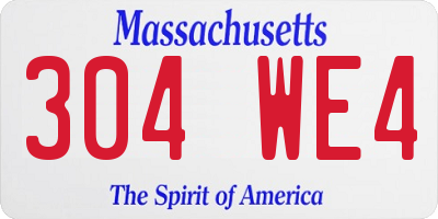 MA license plate 304WE4