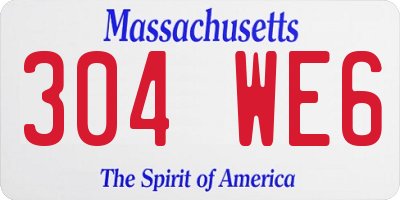 MA license plate 304WE6