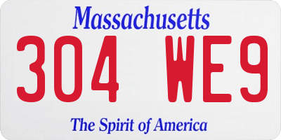 MA license plate 304WE9