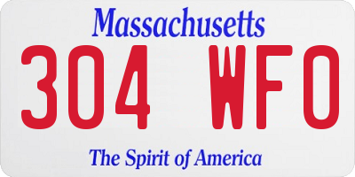 MA license plate 304WF0