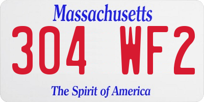 MA license plate 304WF2