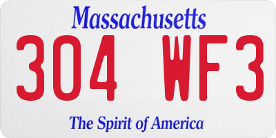 MA license plate 304WF3