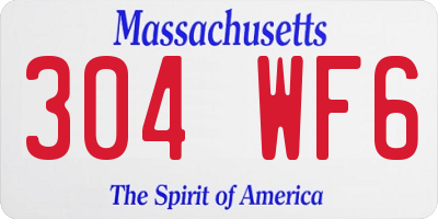 MA license plate 304WF6